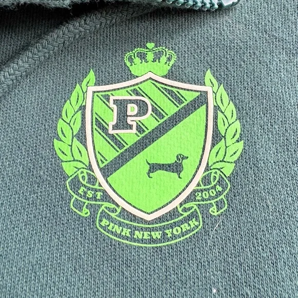 PINK Victoria's Secret Dark Green Crest Hoodie - Picture 2 of 6